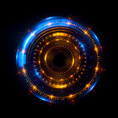 Abstract neon background. luminous swirling. Glowing spiral cover. Black elegant. Halo around. Power isolated. Sparks particle. Space tunnel. Glossy jellyfish. LED color ellipse. Glint glitter