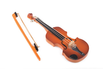 Fototapeta na wymiar Miniature violin isolated on white.