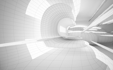 Obraz premium Abstract white interior highlights future. Polygon drawing. Architectural background. 3D illustration and rendering