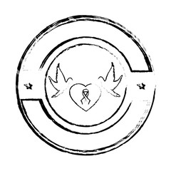 dove with ribbon pink breast cancer vector illustration design