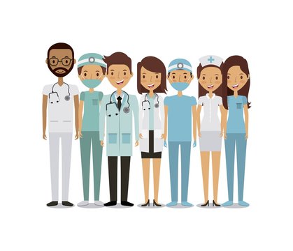 professional medical people over white background. colorful design. vector illustration