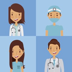 professional medical people over blue  background. colorful design. vector illustration