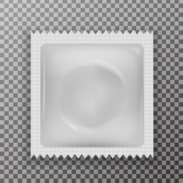 Vector realistic latex condom on the transparent background. Concept of contraceptive method and sexual protection.
