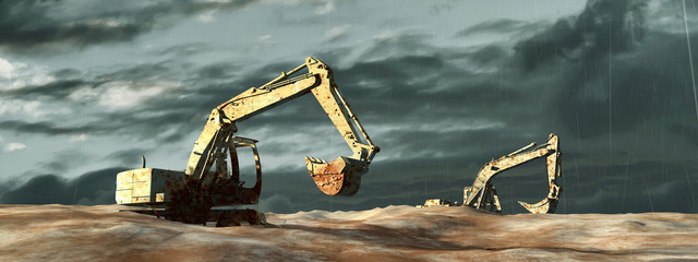 3d illustration of excavator © juanjo