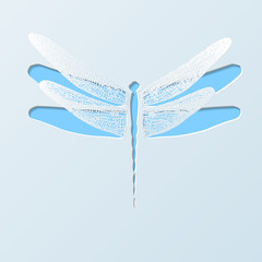 Paper Carved Dragonfly   - Vector Illustration
