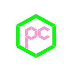 initial letter pc pink color logo vector