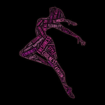Graceful Dancer Girl Tag Cloud   - Vector Illustration