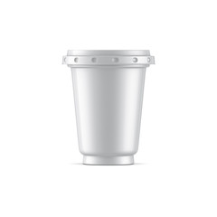 White Plastic Cup with Lid Mockup, Yogurt, 3d rendering