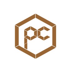 initial letter pc brown color logo vector