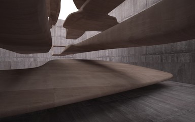 Empty dark abstract brown concrete smooth interior . Architectural background. 3D illustration and rendering