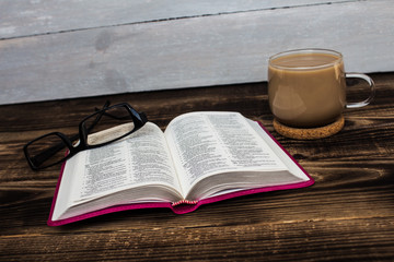 Bible on wooden board