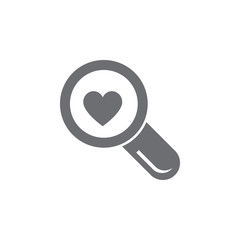 Search heart and love icon. Vector illustration