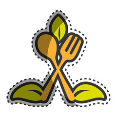 kitchen cutlery with healthy food vector illustration design