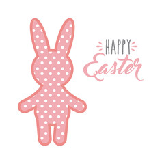happy easter card with bunny icon over white background. colorful design. vector illustration