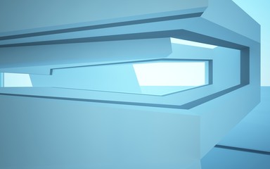 Abstract white interior of the future with glass. 3D illustration and rendering