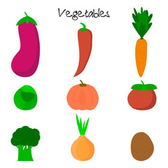 Cartoon cute vegetables. Healthy vegetable style collection