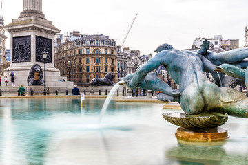 Fountain in spring at Trafalgar square