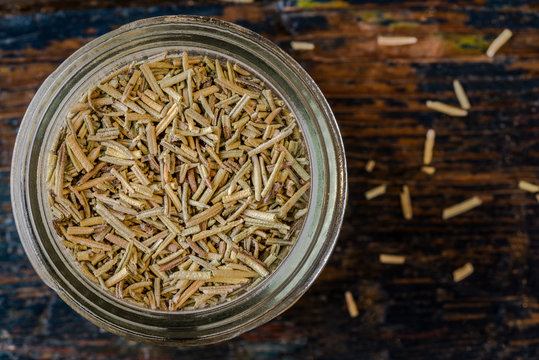 Dried Rosemary in a Spice Jar
