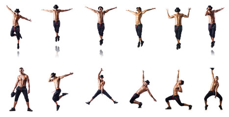 Fototapeta premium Collage of dancers isolated on white background