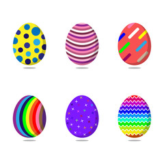 Set of colorful easter eggs on white background. Vector illustration