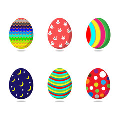 Set of colorful easter eggs on white background. Vector illustration
