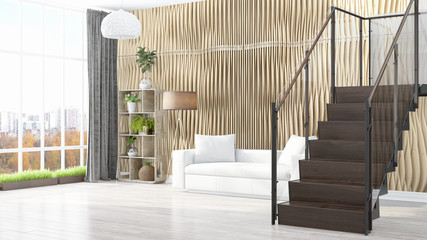 Fototapeta premium Modern bright interior . 3D rendering