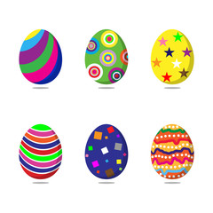 Set of colorful easter eggs on white background. Vector illustration