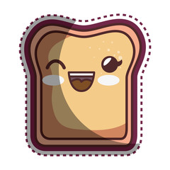 bread slice delicious food cartoon character vector illustration design