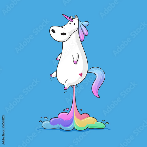 Cute Fat Unicorn Farting Rainbow Funny Vector Cartoon Illustration Cute Fat Unicorn Farting Rainbow Funny Vector Cartoon Illustration