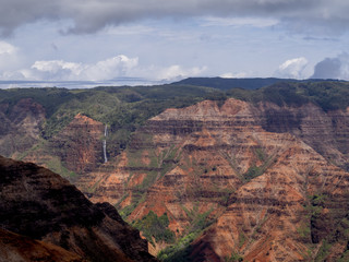 View into Waimea Canyon island of Kauai in the Hawaiian islands.