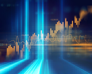 technical financial graph on technology abstract background