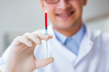 Doctor working with blood samples