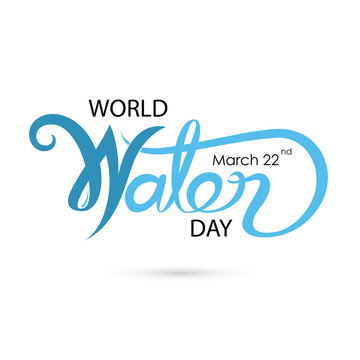 Blue World Water Day Typographical Design Elements.World Water Day icon.Minimalistic design for World Water Day concept.