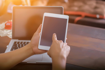 businessman hands with tablet  