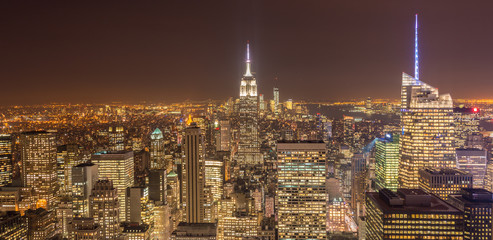 Obraz premium View of New York Manhattan during sunset hours