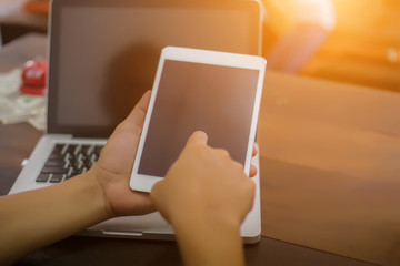 businessman hands with tablet  