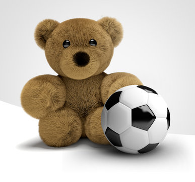 Teddy Bear Soccer Football 3d Render