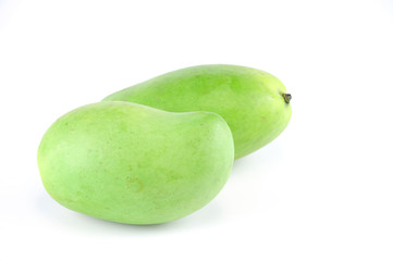 fresh green mango isolated on white background