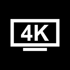 4K TV icon. Television and display, televisor symbol. Flat design. Stock - Vector illustration