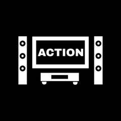Action movie icon. TV and Home theater, cinema symbol. Flat design. Stock - Vector illustration