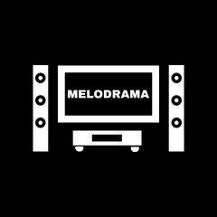 Melodrama movie icon. TV and Home theater, cinema symbol. Flat design. Stock - Vector illustration