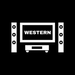 Western movie icon. TV and Home theater, cinema symbol. Flat design. Stock - Vector illustration
