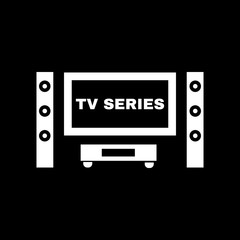 TV series icon. TV and Home theater, cinema symbol. Flat design. Stock - Vector illustration