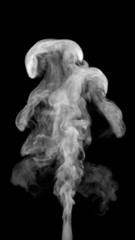 White smoke isolated on black. Graphic illustration. 3d rendering.