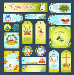 Easter greeting cards, tags, banners vector set