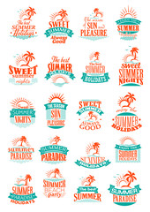 Summer holidays or vacation trip vector icons