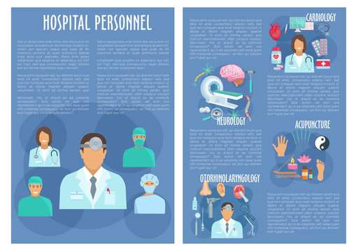 Hospital personnel doctors vector posters