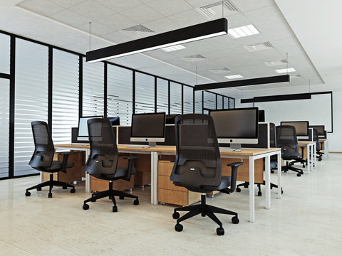 Интерьер современного офисного помещения рабочая зона