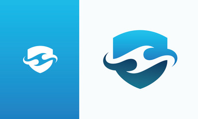 Blue Shield Wave Logo Vector