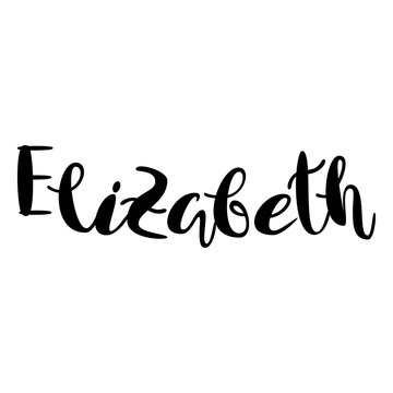 Female name - Elizabeth. Lettering design. Handwritten typography. Vector